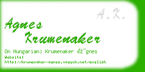 agnes krumenaker business card